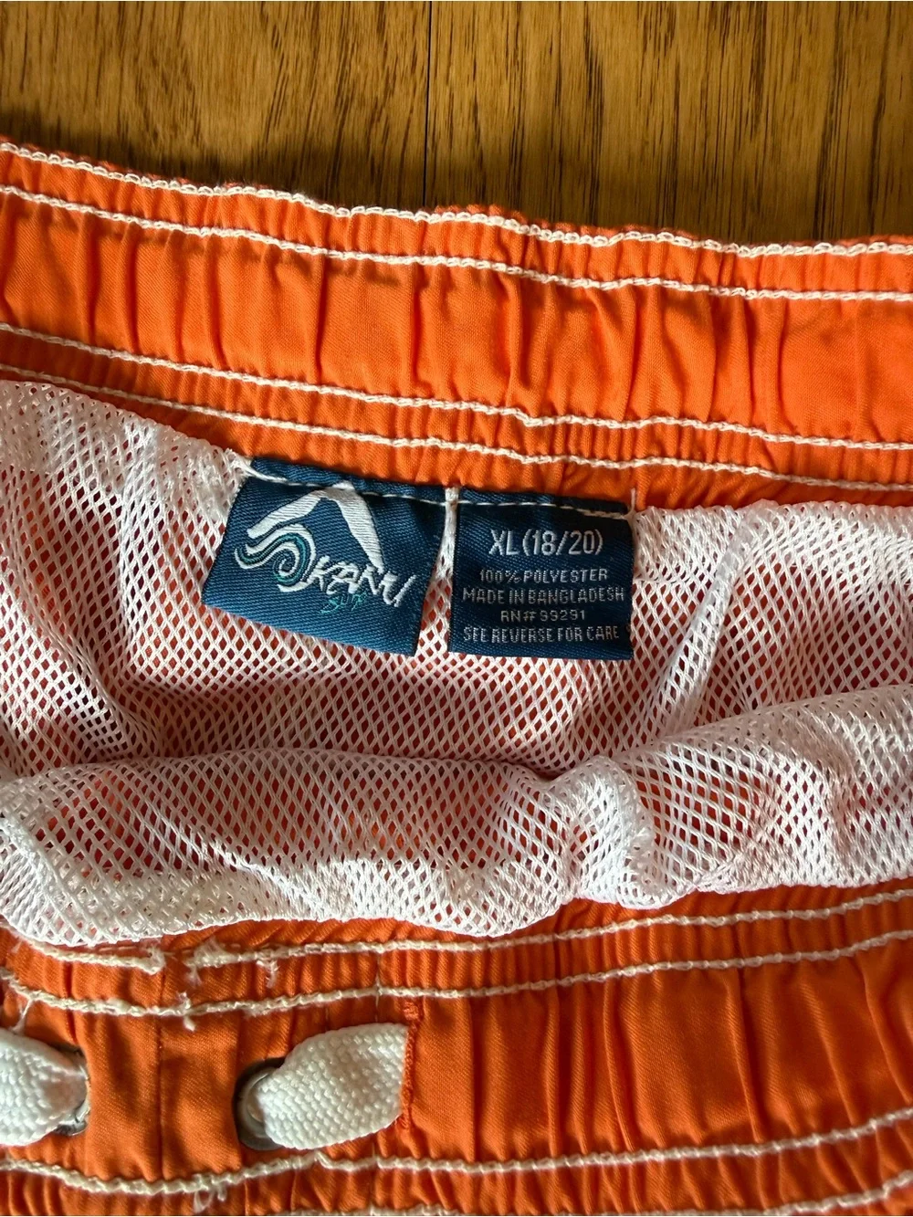 Kanu Surf Men's Coral-Orange Swim Trunks with White Drawstring